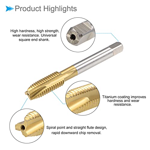 CoCud Spiralpunkt Gewindebohrer Metrisch M12 x 1.75 Gewinde Titan Beschichtet Hochleistungsstahl 6542 Schraube Fräsen Einfädeln Gewindebohrer - (Verwendung: für Abhören Bohrgerät) 1Stk