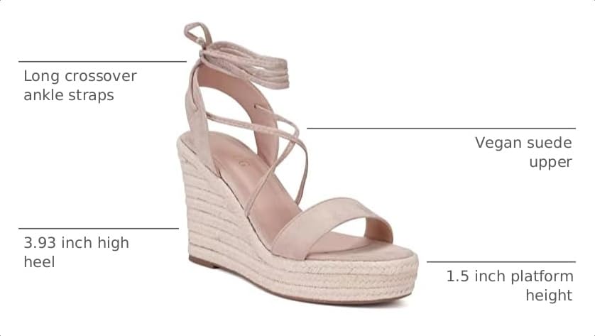 Image of Women's Wedge Platform Espadrille Open Toe Lace-Up Sandals, Cross Strap Wedge Sandals Summer Espadrilles Ankle Strap Buckle Platform Sandals