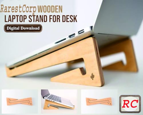 Image of Foldable, Adjustable, Wooden, Laptop Stand Ergonomic, Portable Tabletop Laptop /Desktop Riser Stand that Works with MacBooks, HP, Dell, Lenovo, and All Other notebooks Natural