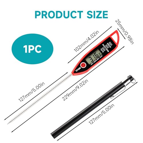 Food Thermometer Long Probe Instant Read Digital Thermometer Waterproof IPX7 Kitchen Cooking Temperature Measurement for Making Candle, Wax, Tea, Sugar, Jam, Meat, Hot Drink, Water Measure - Image 3