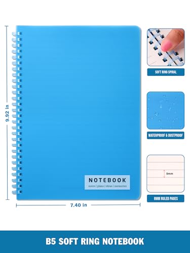 Image of DOODLE B5 Ruled Spiral Notebook | 160 Pages, 80 GSM | Soft Wiro Binding for Smooth Writing | Ideal for School, College & Office | Blue