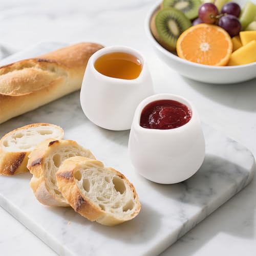 Dicunoy 12 PCS Mini Ceramic Creamers, 3 OZ Small Creamer Pitchers, White Little Individual Creamers Dispenser for Milk, Tea, Coffee, Syrup, Butter, Sauces, Restaurant, Dinner Party, MicrowaveSafe