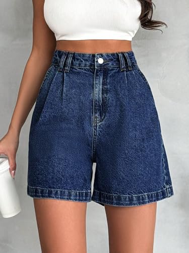 Image of Shasmi Girl's & Women's High Waisted Denim Shorts, 2025 Fashion Vintage Wash, Straight Cut (Short 234)