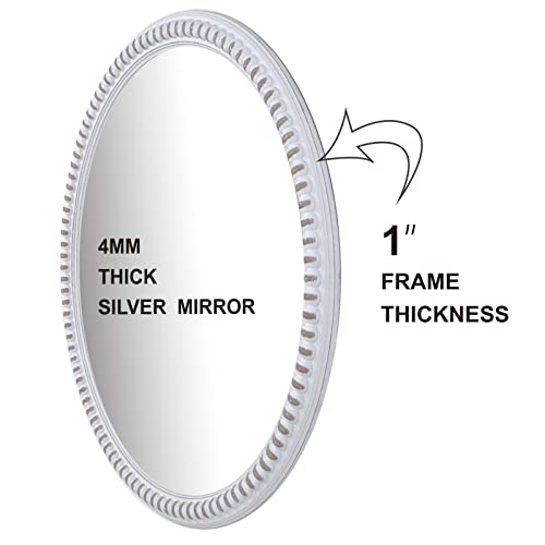 Rustic Round Wood Mirror 24Inch - Farmhouse Circle Mirror With Beaded Decor Distressed Wall Decorative Mirrors For Bathroom, Bedroom, Living Room, Or Entryway #TOP6