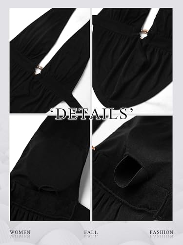 Womens Sexy Halter Backless Going Out Top Deep V Plunge Tie Back Sleeveless Club Party Concert Tank Tops4