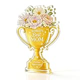 Gifts for Mom, Birthday Gifts for Mothers Day Gift for Her, Best Mom Ever Unique Acrylic Block I Love You Presents for Mom from Son Daughter Husband Moms Mother Floral Acrylic Sign Shelf Desk Home Decor