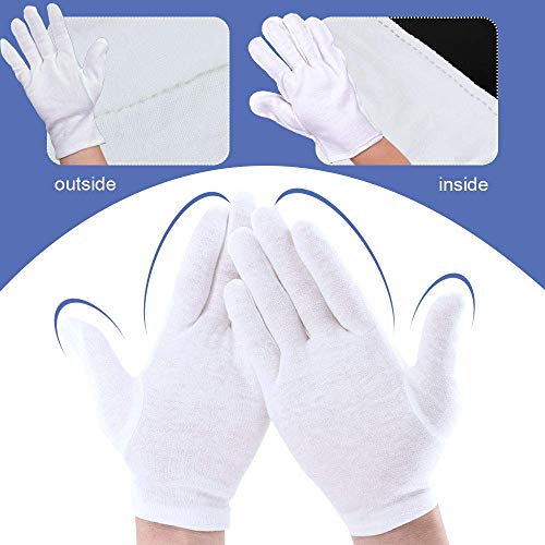 PERFETSELL 6 works White Cotton Gloves - Soft, Reusable, Waiters/Serving Gloves for Coin Jewelry, Silver Inspection & Hand Moisturizing - Image 4