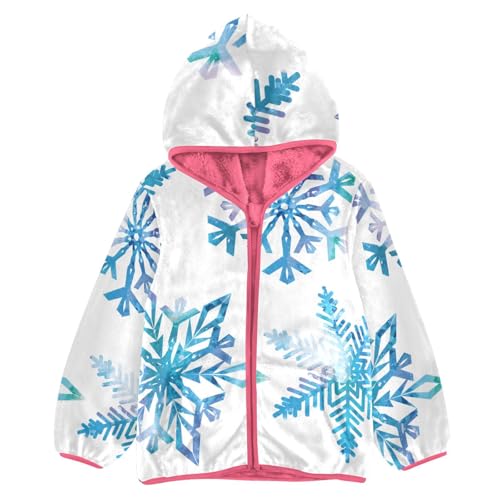 OTVEE Winter Blue Snowflake Kids Hoodie Jacket Fall Spring Full Zip Warm Outwear Coat