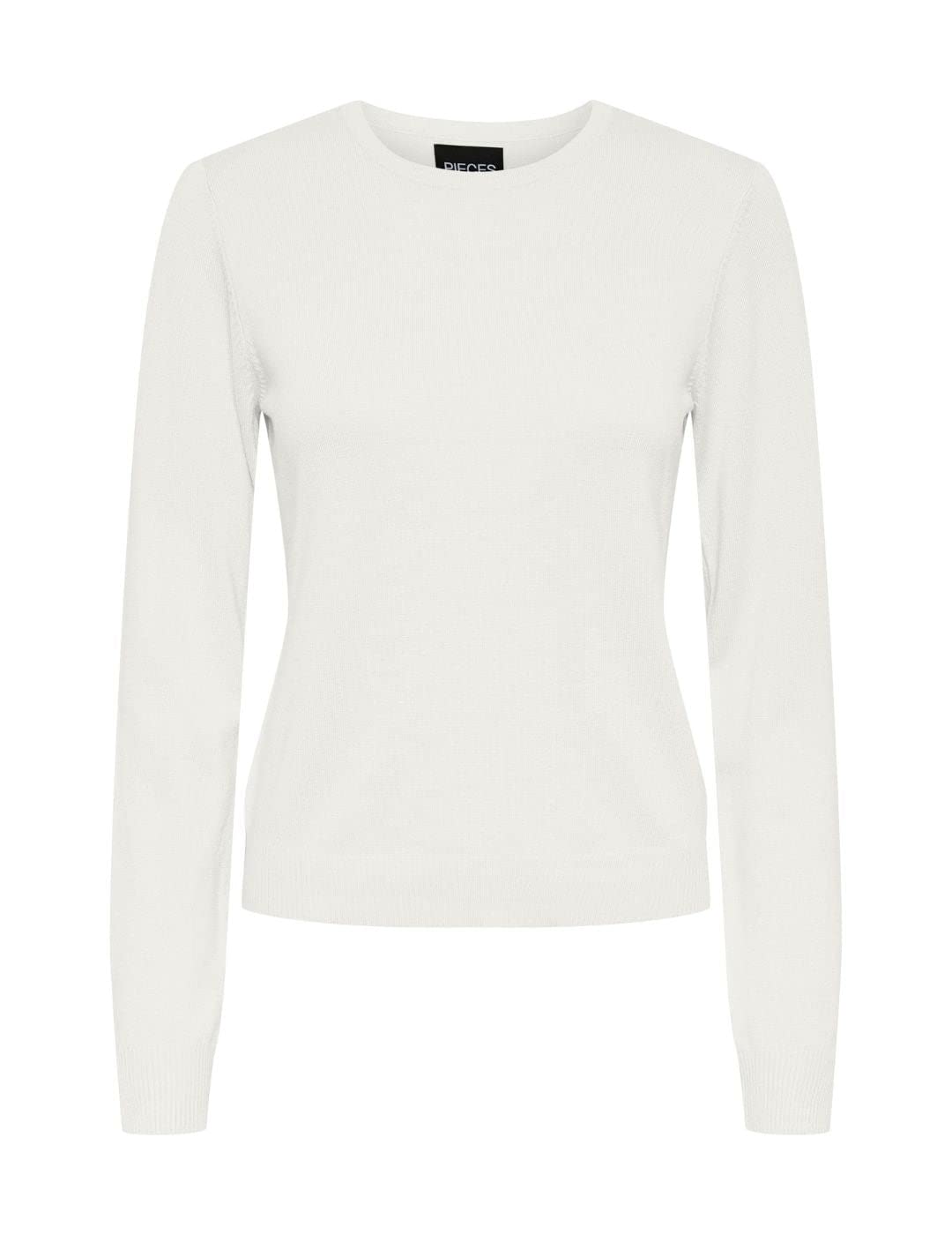PIECES PCBLEE LS O-Neck Knit, Cloud Dancer, M