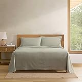 Eddie Bauer - Queen Size Sheet Set, Cotton Percale Bedding with Deep Pocket Fitted Sheet, Bed Sheets with Matching Pillowcases, Alpha Stripe Green