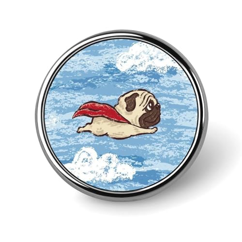 バッジ 円形 徽章 動物 アニマル 柄 空飛ぶ 犬 パグ 缶バッジ 胸章 ピンバッチ ボタンブローチ 25mm おしゃれ ネクタイピン コレクション バッグ飾 帽子 胸飾り かばん掛け 工芸品 取付簡単 男女兼用 プレゼント