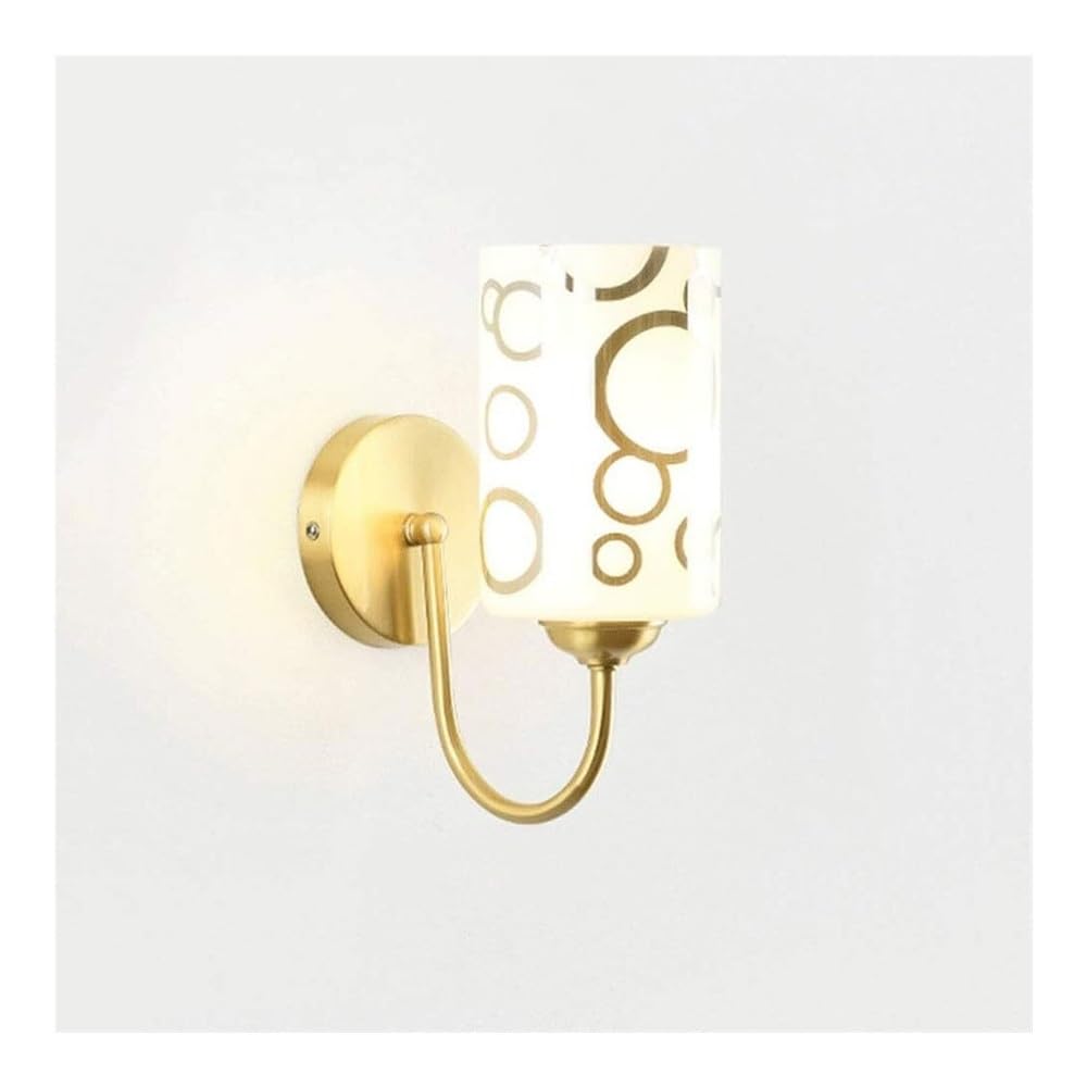 HPTHLY Nordic Bedside Reading Wall Lamp Minimalist Brass Staircase Hallway Wall Sconce Indoor Background Decor Glass Wall Light Fixtures For Bedroom Study R(1Light)