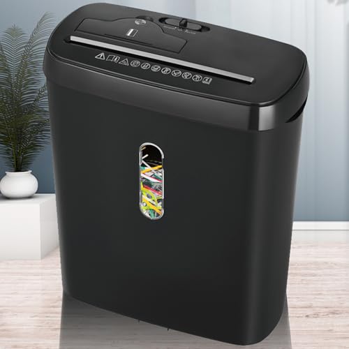Destructora de Papel eléct de 12 L, Capacidad para 8 Hojas, con protección contra sobrecalentamiento y Ventana de visualización, Segura y de bajo Consumo para el hogar, la Oficina, CD y Archivos