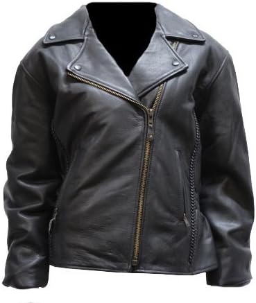 Womens Braided Leather Motorcycle Jacket with Zip Out Lining Womens Braided Leather Motorcycle Jacket with Zip Out Lining