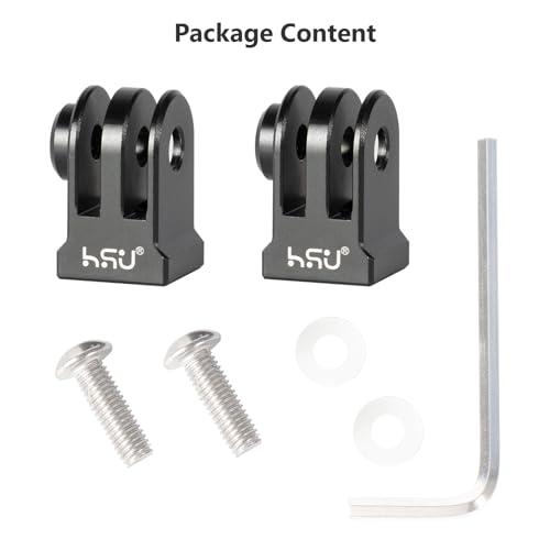 Image of HSU Aluminum Alloy Go Pro Tripod Mount Adapter for Go Pro Hero 12 /11 /10 /9 /8 /7 /6, Mini 1 /4-20 Metal Monopod Mount for Campark and Other Action Cameras (Black)