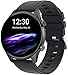 Smartwatch Uomo Donna Rotondo Deeprio 1.2 Pollici Orologio da Polso Fitness Tracker con Schermo Personalizzato, 3 ATM Impermeabile Cardiofrequenzimetro Smart Watch per Android IOS, Nero