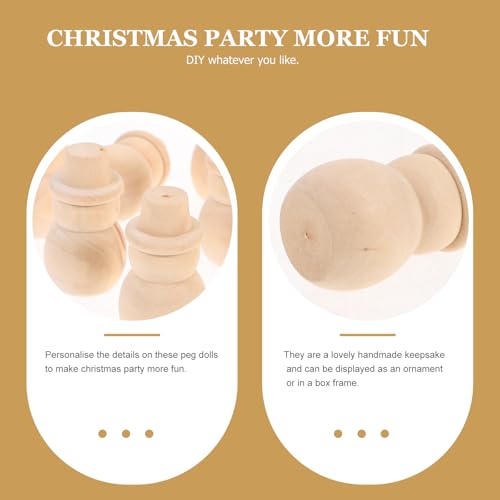 ULTNICE 10Pcs Wooden Snowman Peg Dolls Blank Diy Cake Toppers for Wedding Party Decoration Unpainted Wooden Snowman Figures - Image 4