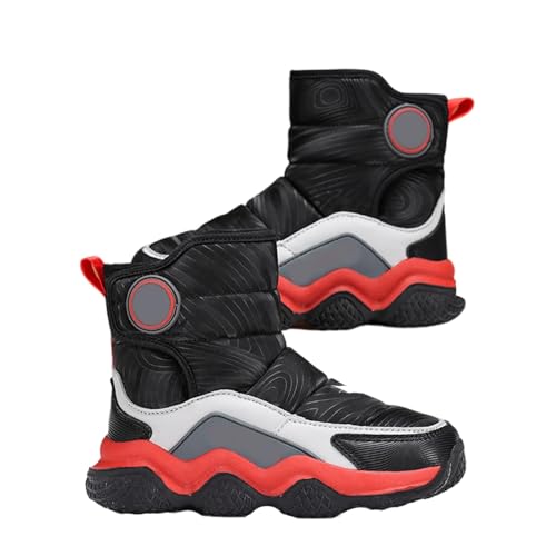 Botas De Nieve Para Niños Caliente Forro Polar Impermeable Niños Niñas Invierno Botas Cortas Deportivas Senderismo Suela Antideslizante Zapatos Ligeros Cómodo, rojo, 31 EU