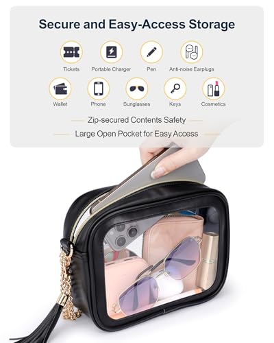 Image of PACKISM Clear Bag for Stadium Events - Clear Purses for Women Transparent Crossbody Messenger Bag for Concerts Game Day