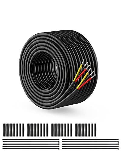 NAOEVO 22 Gauge Wire 3 Conductor Electrical Wire, 22 AWG Stranded PVC Cord, 12V Low Voltage/Tinned Copper/Flexible Cable for Automotive Wiring, Lamp Cord, Marine Cable (50FT)