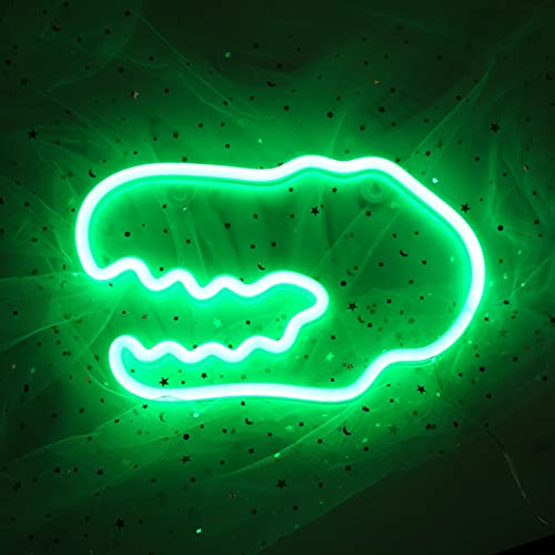 Image of Dinosaur Neon Sign Night Light, LoveNite USB & Battery Operated Glowing Neon Decorative Green Color LED Light Wall Decor for Room Party Bar Decorations (DinosaurC)
