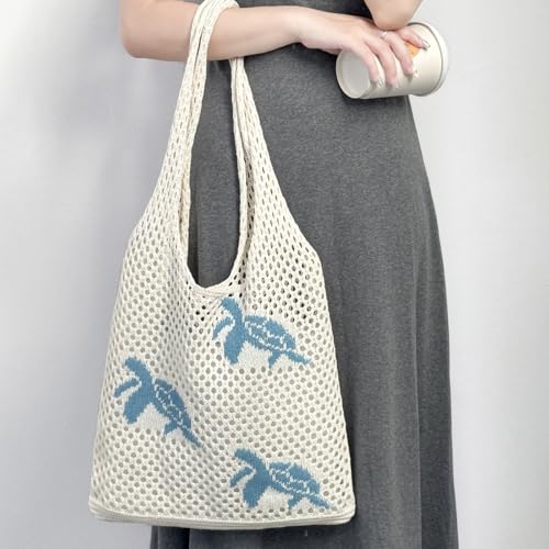 Beach Bags for Women Hollow-Out Knit Bag Vacation Summer Large Knitted Beach Bag Tote Woven Shoulder Purse Handbag2