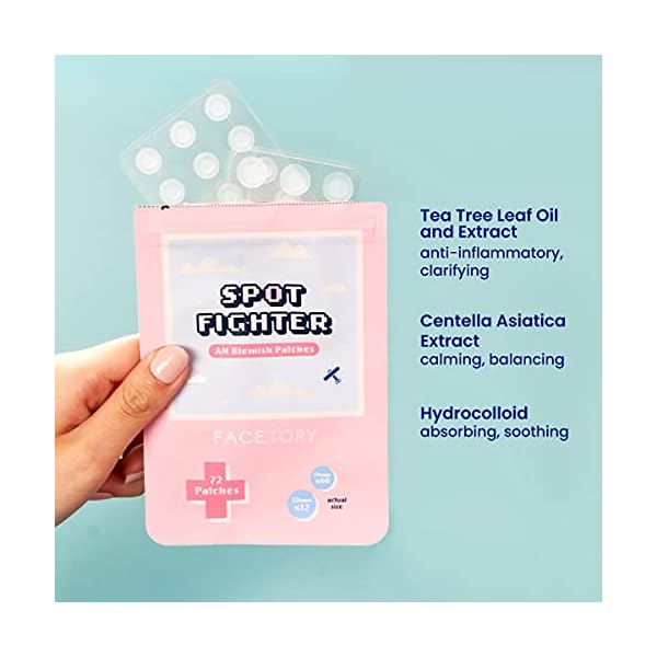 FACETORY Spot Fighter Acne Blemish Patches for Pimples (150 Counts)- Day and Night Options, Hydrocolloid Patches for Acne Spot Treatment (2 Sizes Each Pack)