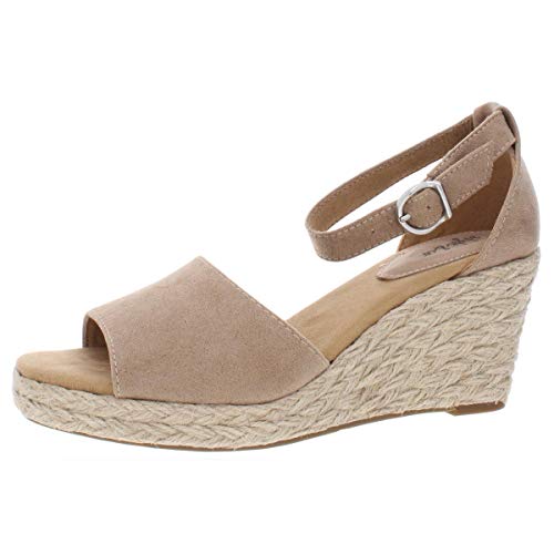 Style & Co. Womens Seleene Faux Suede Wedge Sandals Taupe 8 Medium (B,M)
