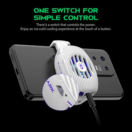 Image of Black Shark Phone Cooler for Gaming FunCooler 5 NEO, Wired Mobile Phone Cooling Fan Lightweight Quiet with RGB Light, Cellphone Radiator for 2.67-3.45 inches iPhone /Android, Retaining Bolt (White)