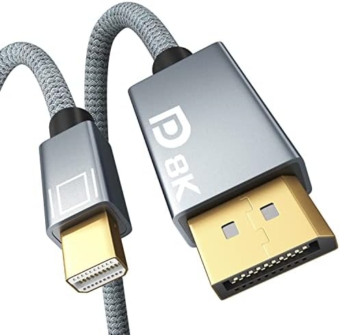 Mini DisplayPort auf DisplayPort 1.4 Kabel 2M, Mini DP 1.4 auf DP 8K, 8K60Hz 5K120Hz 4K144Hz 4K120Hz 2K240Hz, HDR G-Sync FreeSync Thunderbolt 2 DP Kabel für MacBook (Vor 2017), HP Dell Laptop, NUC, PC