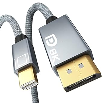 AGFINEST 8K Mini DisplayPort to DisplayPort Cable, Bi-Directional Mini DP to DP 1.4 Cable [8K@60Hz, 4K@144Hz, 2K@240Hz] HDR, G-Sync, FreeSync,Gold-Plated Mini DP for MacBook, iMac, Monitor, 6.6FT