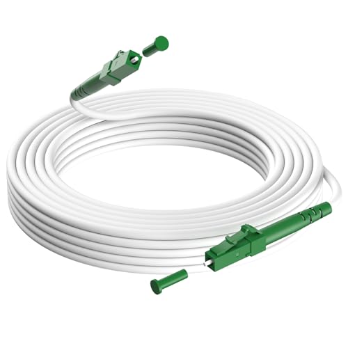 OFFCUP 10M Glasfaserkabel LC/APC auf LC/APC Simplex FTTH Glasfaser OS2 Singlemode LSZH Patchkabel 9/125m Deutsche Glasfaser Kompatibel mit Deutsche Telekom Fritzbox 1&1 Vodafone Weiß