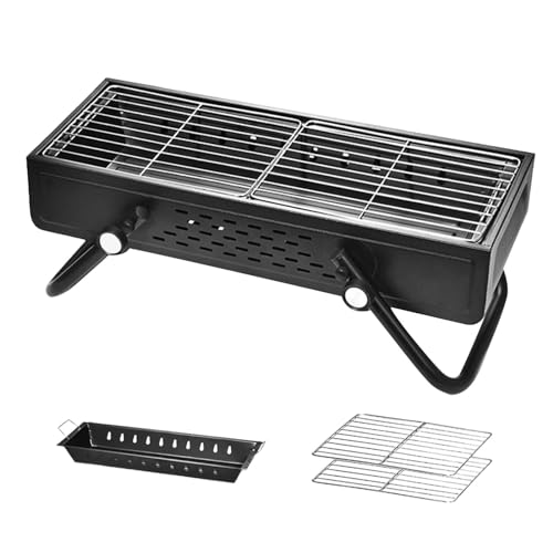 Barbacoa de madera plegable, barbacoa de carbón vegetal portátil, plegable, sin humo, barbacoa portátil, barbacoa de acero inoxidable, barbacoa de carbón vegetal para camping, barbacoas, picnics