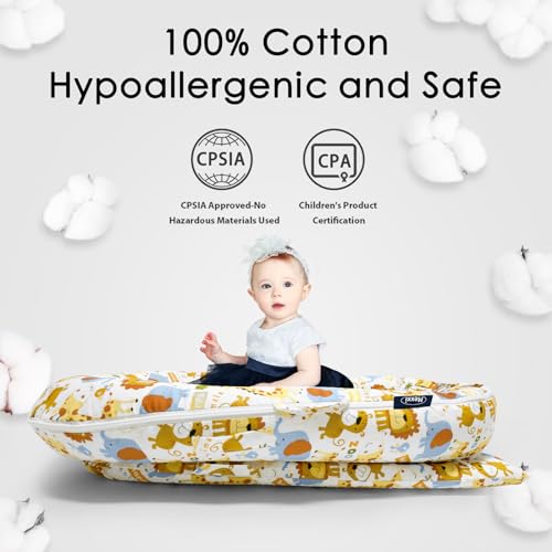 Image of Mexxi Infant Lounger Baby Nest Replacement Cover | Hypoallergenic | Premium | [Fits Dockatot Deluxe+] (Cover Only) (Happy Animals)