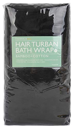 Fabbrica Home Natural Rayon Made From Bamboo Super Absorbent Quick Dry Spa Bath Wrap Shower Skirt And Hair Drying Turban - 2Pc Set (One-Size, Black) #TOP26
