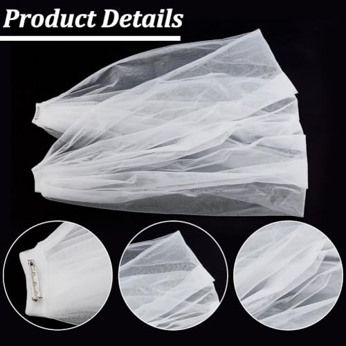 1Pc Bridal Tulle Shawl Detachable 41.3x7.9 Inch Adjustable Wedding Dress Straps Tulle Off Shoulders Tulles Bridal Straps Women Lace Shawl White for Wedding Dress Cloth Decoration3