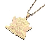 Trinidad and Tobago Pendant Necklace Gold Color Trendy Ethnic Jewelry Gift (gold)