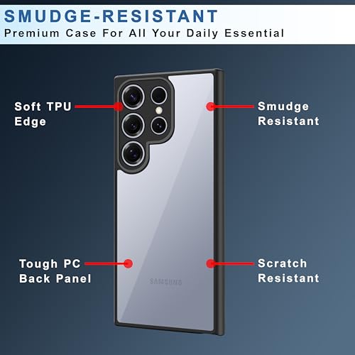Image of CEDO Backcover for Samsung Galaxy S25 Ultra | Camera Protection Bump Shockproof Edge | Ultra Hybrid Transparent Acrylic Clear TPU+PC Hard Backcase Cover (Black)
