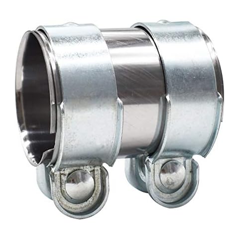 Car Exhaust System Band Clamp,Tianher Stainless Steel Turbo Exhaust Band Clamp Pipe Connector Clip Muffler Pipe Connector W/Bolts for Car Exhaust System 2.5 Inch Cover