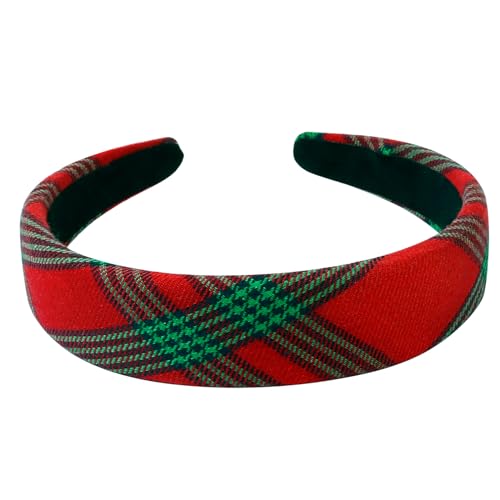 Huachi Christmas Headbands For Women Red Plaid Headband Velvet Padded Headband For Women’S Hair Girls Fashion Holiday Women Headbands For Hair Christmas Hair Accessories 1 Inch Thick Hair Bands thumb #1