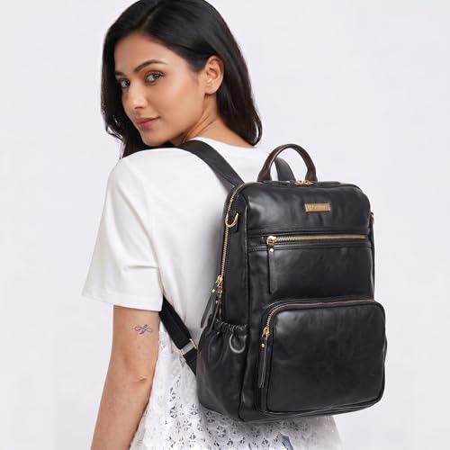 Image of VISMIINTREND Backpack for Woman /Teens Girl, Leather, Stylish, Handbag, Purse,Ladies,Office,Travel,College,Daily-Use,14-inch Laptop Bag, Elegant, Gifts for Women /Girls, Birthday Gift for Wife /Sister