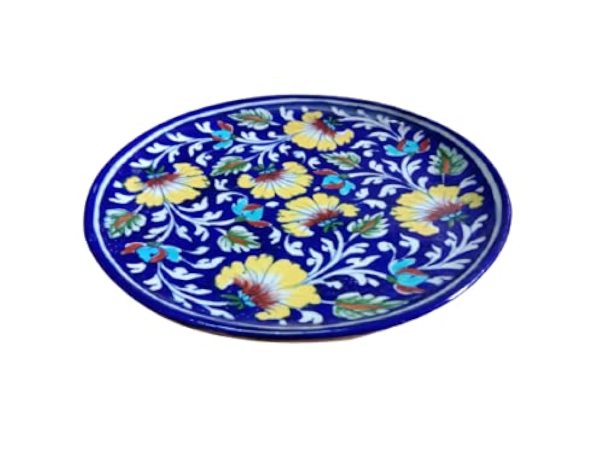 Blue Pottery Ceramic Multi-Color Decorative Serving Plate Set