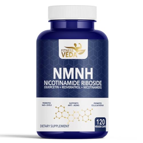 Image of Fitness Veda NMNH (Dihydronicotinamide Mononucleotide), NMN Alternative Supplement w /Nicotinamide Riboside (Vitamin B3), Quercetin, Trans-Resveratrol, Support NAD+, Skin Cell Health*, Anti-Aging & Energy, 120 Caps