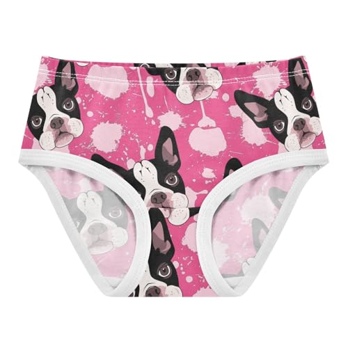 Wusikd Boston Terrier Dog Girls' Underwear Cotton Pink Girls Briefs Soft Toddler Underwear 2T