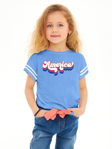 Image of Ithalt Toddler Boys Girls American Flag Shirts 4th of July Tshirt Kids USA Patriotic Tee Independence Day Outfit(3-7y)