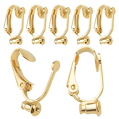 20Pcs Golden Clip-On Earring Converters Hypoallergenic Brass Bullet Earring Clip Backs Components Findings Earring Designs For Women Men Girls Non-Pierced Ears, 19.5 Mm X 10 Mm #TOP16
