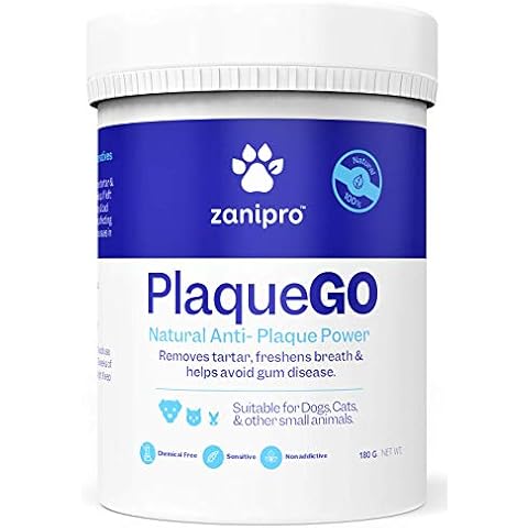 Zanipro® Plaque Off Powder - For Dog Teeth & Bad Breath - Just Add To Dog Food - For Dogs, Cats & Pet - 100% Natural - Daily Dental Care for Healthier Gums, Teeth, & Fresh Breath 180g Cover