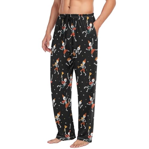 Musical Skeleton Men’s Pajama Bottoms Soft Lightweight Lounge Pants with Elastic Drawstring Waist4