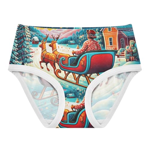 Christmas Sleigh Teal Tree Toddler Underwear Floral 2t Cotton Panties for Girl Animals Undies Kids Briefs