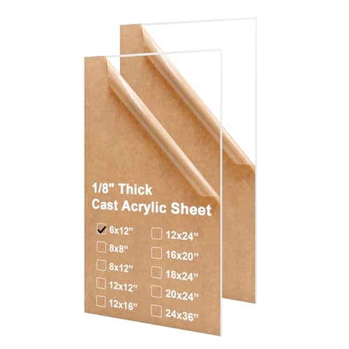 Image of KINLINK 6x12 Plexiglass Sheets 1 /8 inch Thick, 3mm Clear Cast Acrylic Sheet, Plastic Board for DIY Project, Craft, Window Glass, Table Top, Picture Frame, Acrylic Sign and Wedding Invitation 2 Pack
